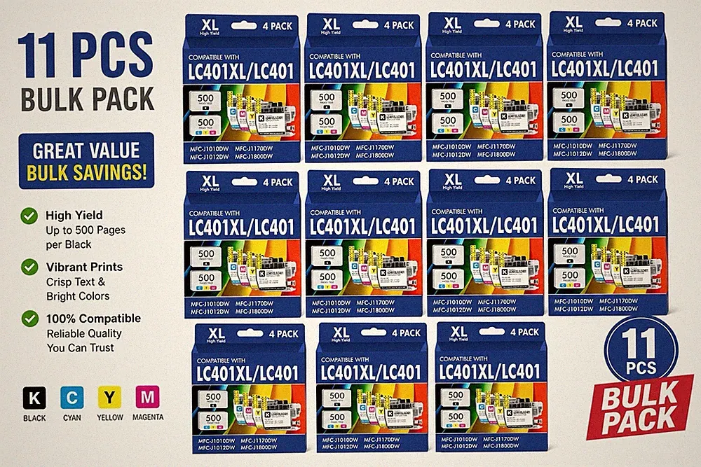 11 PCS LC401XL / LC401 Compatible Ink Cartridges for brother printer