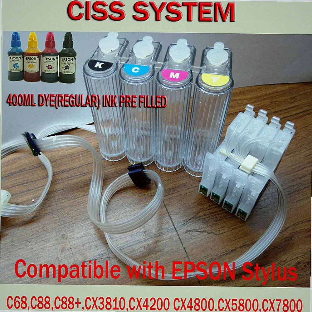 CISS Continuous Ink Supply System Compatible Epson C68,C88,C88+ DYE,REGULAR INK
