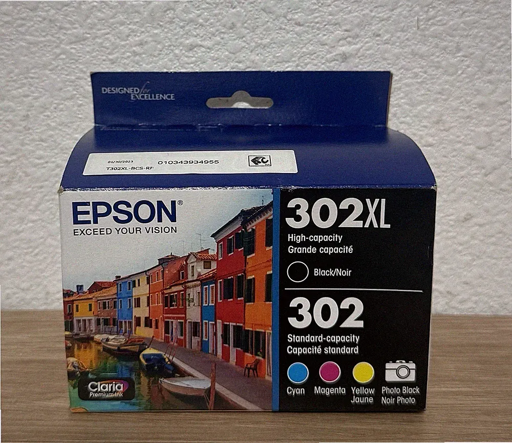 Epson 302XL Black 302 Cyan Magenta Yellow Photo Ink Cartridges Combo 01/2025