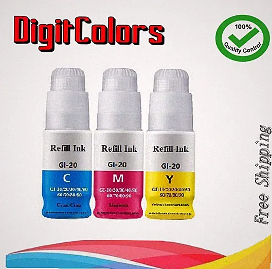 GI-20 3 Pack Cyan Magenta Yellow Ink Bottle for Canon PIXMA G5020 G6020 G7020
