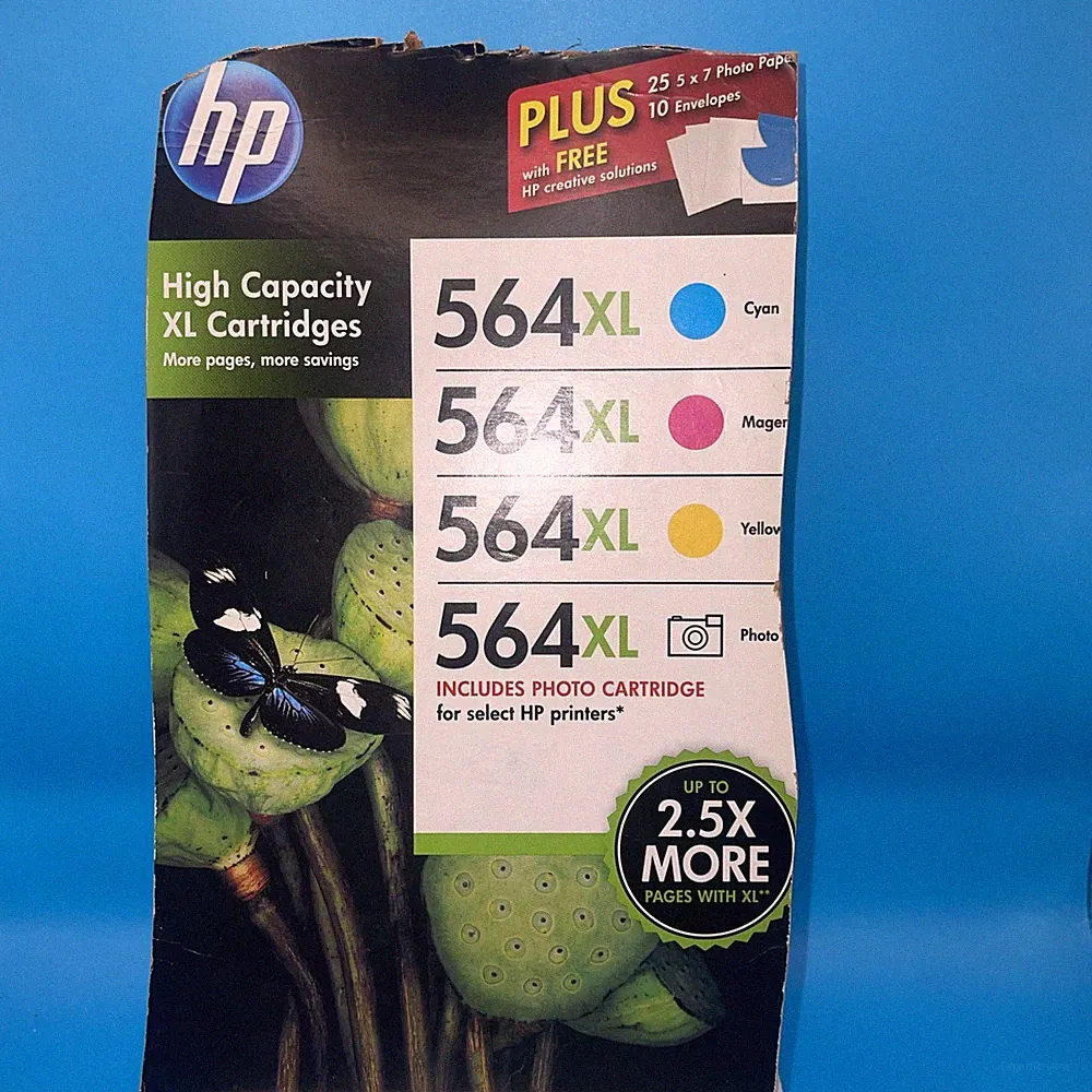 HP GENUINE 564XL 4-Pack: CYAN, MAGENTA, YELLOW, & PHOTO INK New