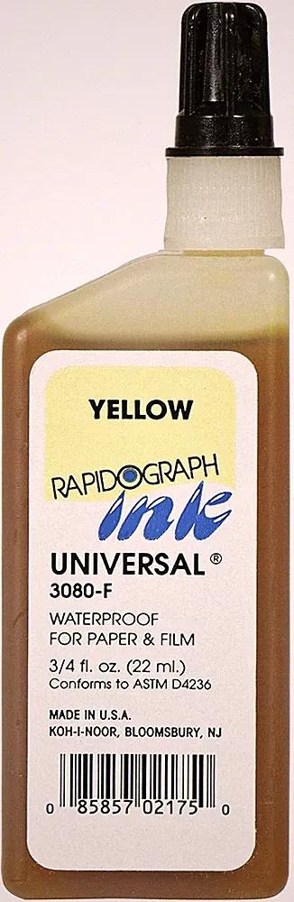 Koh-I-Noor Dye-Based Universal Drawing Ink, 0.75 oz Bottle, 0.8 fl oz, Yellow