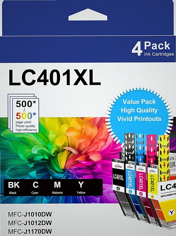 LC401XL Ink Cartridges for Brother Printer Compatible for LC401 Replacement for