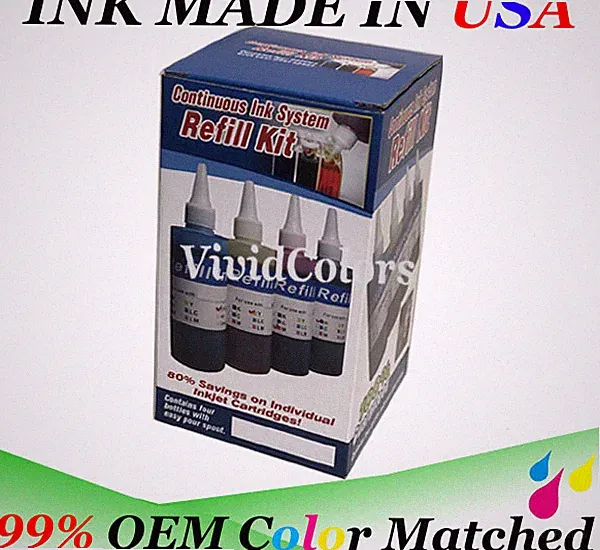 Vivid Colors CIS Refill Ink kit for DJ 800 800ps HP10/HP82 printer